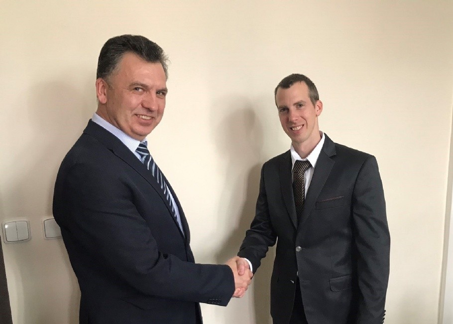 Konzul Ukrajiny Ivan Kholostenko s primátorem Zlína Jiřím Korcem