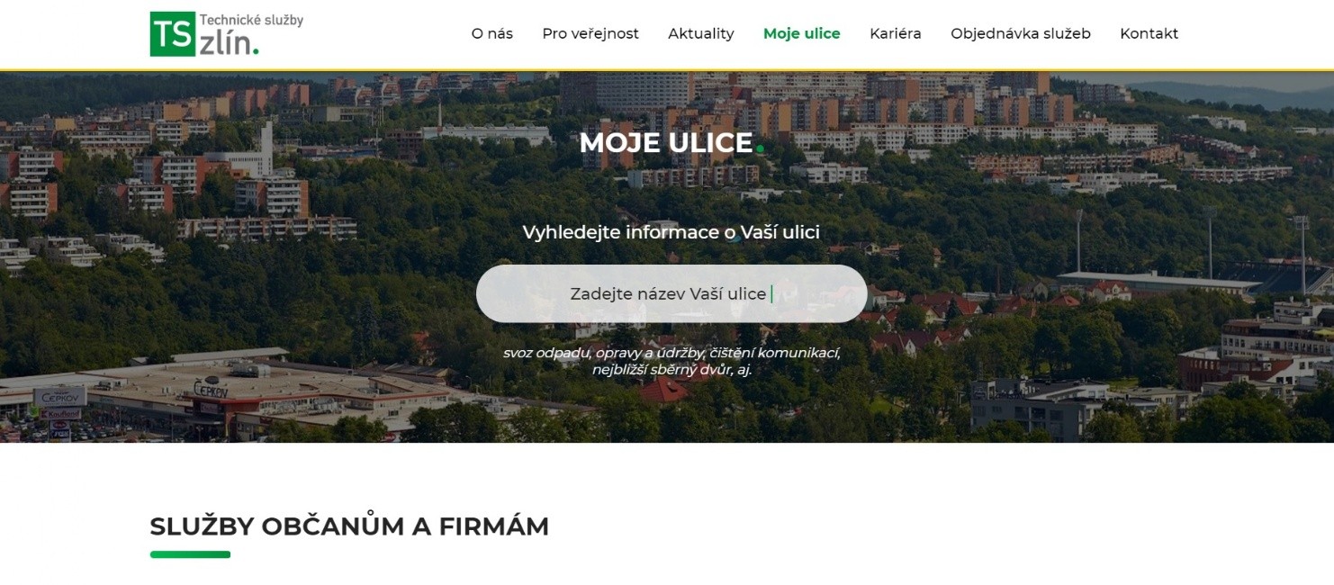 Nový web Technických služeb Zlín