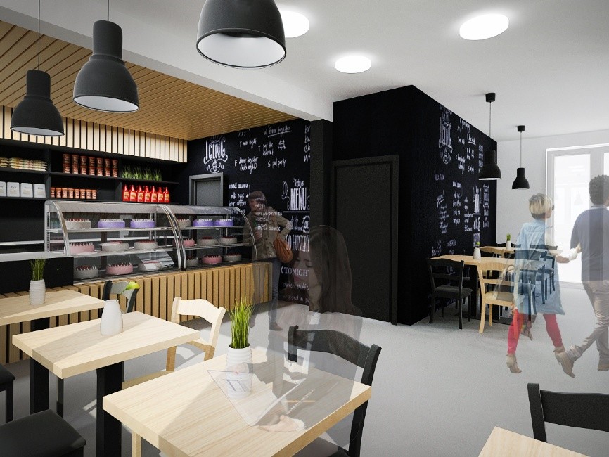 Vizualizace budoucího bistra v KNTB. Vizualizace: MES Design