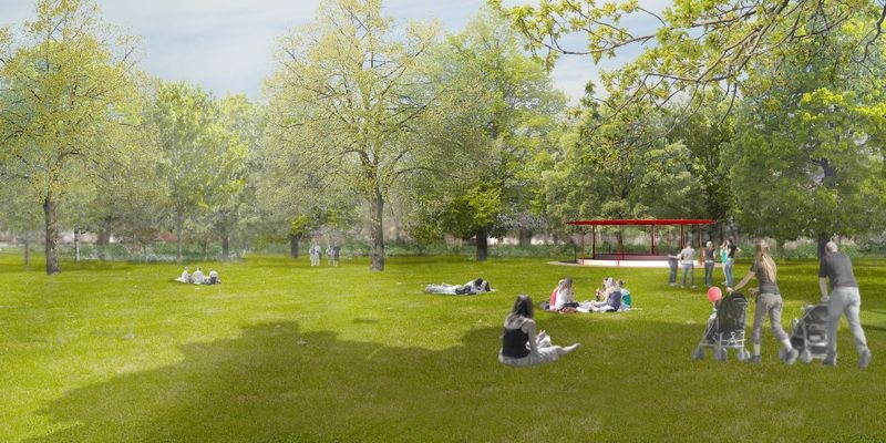 V parku bude ležení na trávě povoleno. Nebo dokonce doporučeno. Vizualizace: archiv autora