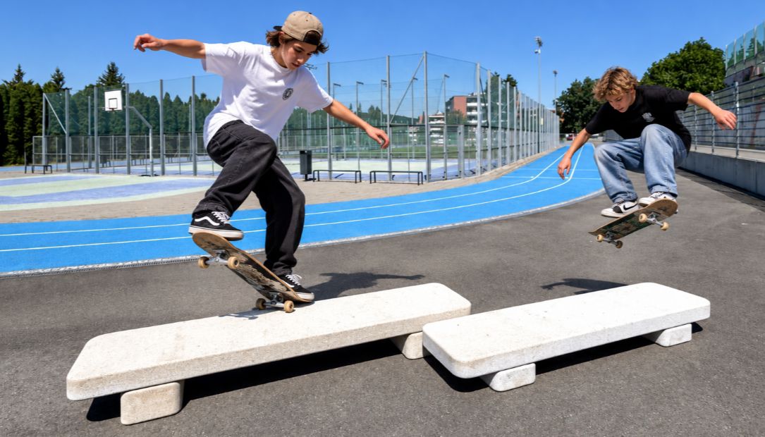 Hřiště u 16. ZŠ Okružní doplnily nové žulové prvky pro skateboardisty